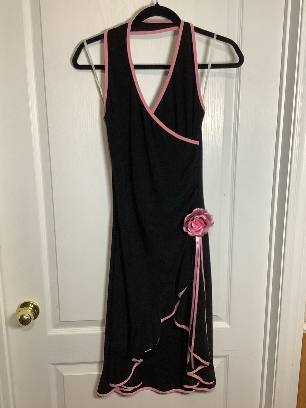 Vintage Y2K halter dress with asymmetric ruffle hem